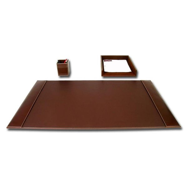 Workstation Rustic Brown Leather  Desk Set, 3PK TH894918